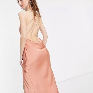 ISO ASOS DESIGN one shoulder satin midi dress